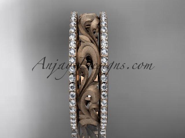 14kt rose gold diamond engagement ring, wedding band ADLR414BD - AnjaysDesigns