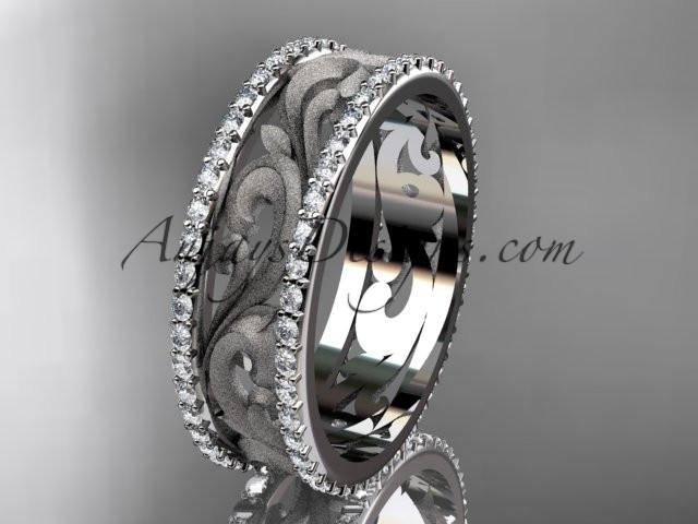 platinum diamond engagement ring, wedding band ADLR414BD - AnjaysDesigns