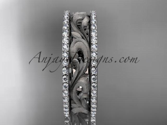 platinum diamond engagement ring, wedding band ADLR414BD - AnjaysDesigns