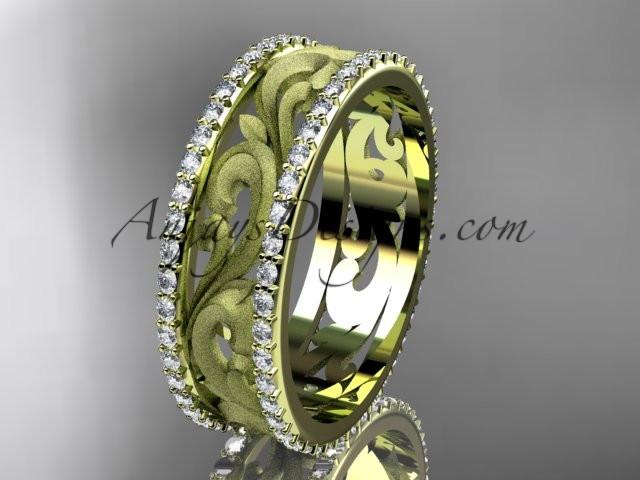 14kt yellow gold diamond engagement ring, wedding band ADLR414BD - AnjaysDesigns