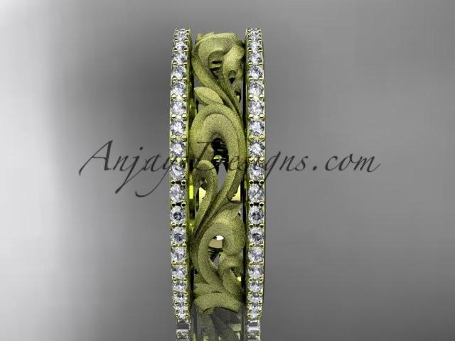 14kt yellow gold diamond engagement ring, wedding band ADLR414BD - AnjaysDesigns