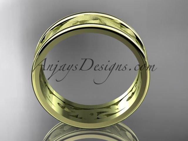 14kt yellow gold leaf engagement ring, wedding band ADLR414G - AnjaysDesigns