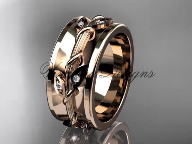 14kt rose gold diamond engagement ring, wedding band ADLR417B