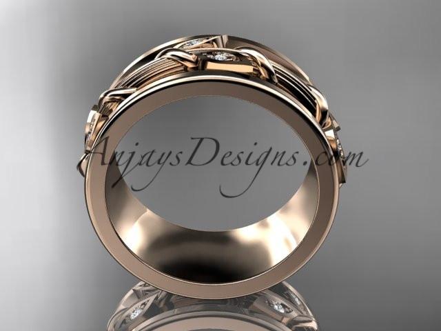 14kt rose gold diamond engagement ring, wedding band ADLR417B - AnjaysDesigns