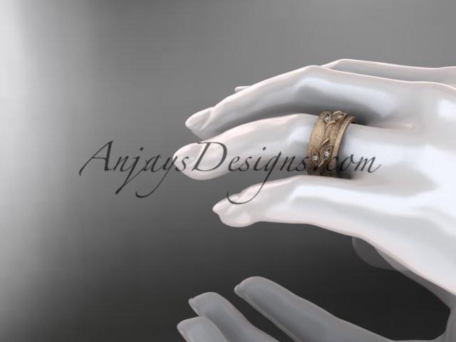 14kt rose gold diamond engagement ring, matte finish wedding band ADLR417B - AnjaysDesigns