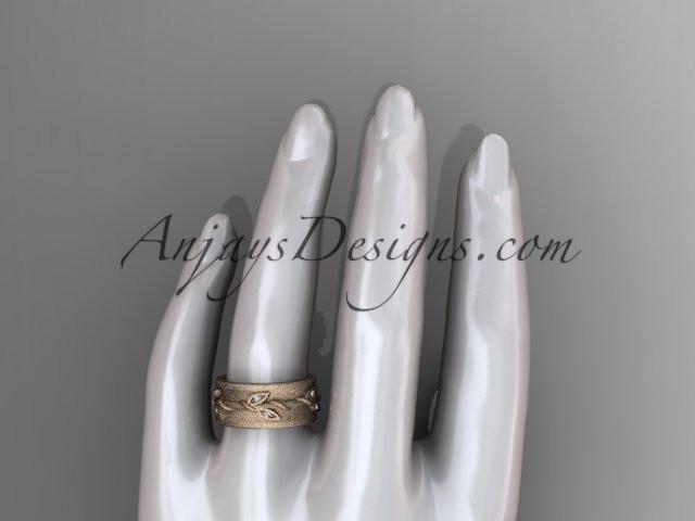 14kt rose gold diamond engagement ring, matte finish wedding band ADLR417B - AnjaysDesigns