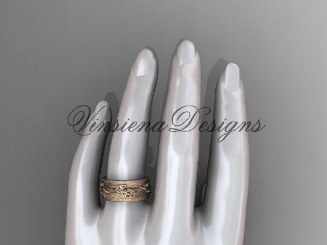 14kt rose gold diamond engagement ring, matte finish wedding band ADLR417B