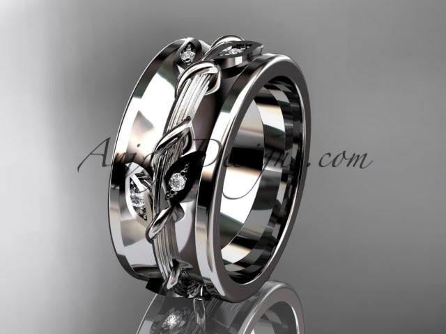 14kt white gold diamond engagement ring, wedding band ADLR417B - AnjaysDesigns