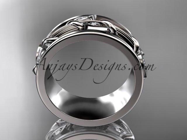 14kt white gold diamond engagement ring, wedding band ADLR417B - AnjaysDesigns
