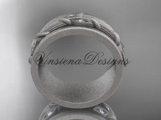 14kt white gold diamond engagement ring, matte finish wedding band ADLR417B