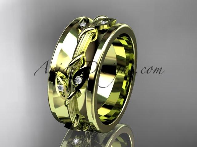 14kt yellow gold diamond engagement ring, wedding band ADLR417B - AnjaysDesigns