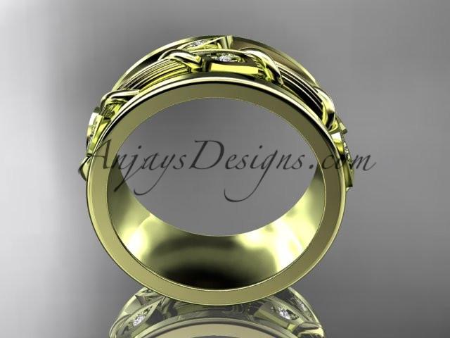 14kt yellow gold diamond engagement ring, wedding band ADLR417B - AnjaysDesigns
