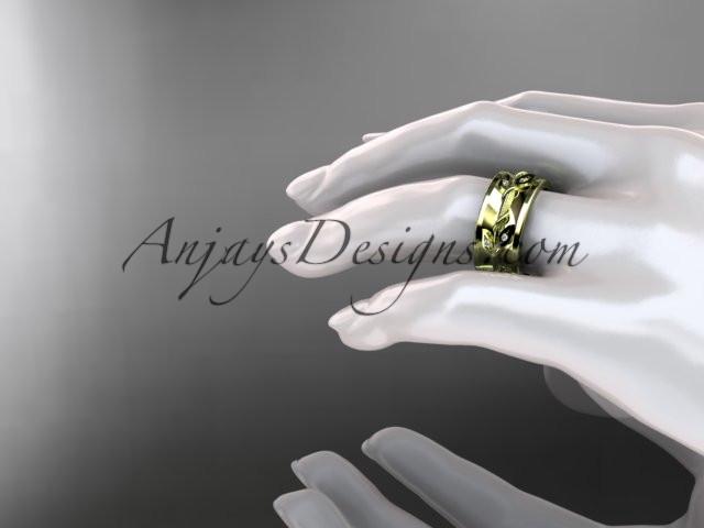 14kt yellow gold diamond engagement ring, wedding band ADLR417B - AnjaysDesigns
