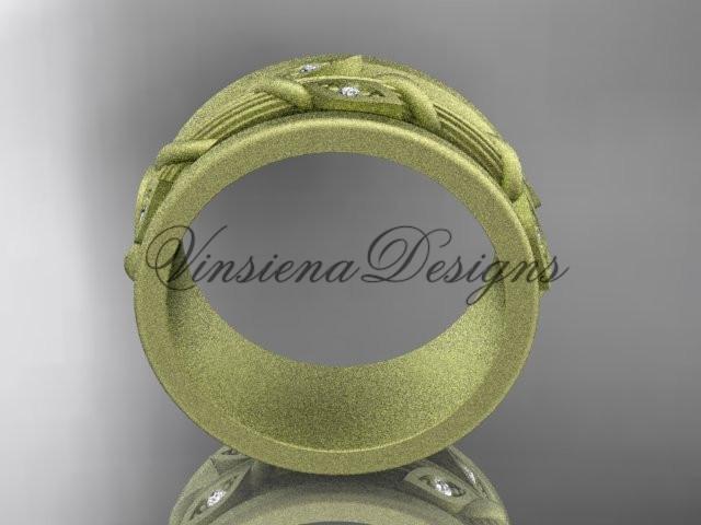 14kt yellow gold diamond engagement ring, matte finish wedding band ADLR417B