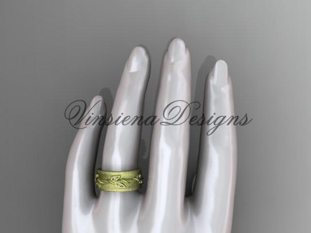 14kt yellow gold diamond engagement ring, matte finish wedding band ADLR417B