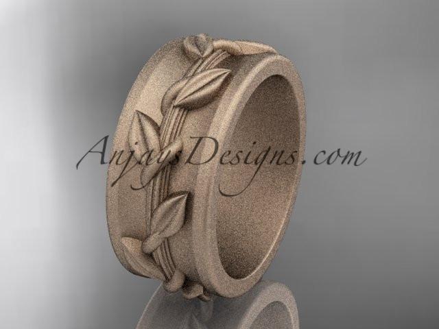 14kt rose gold engagement ring, matte finish wedding band ADLR417G - AnjaysDesigns