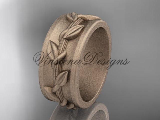 14kt rose gold engagement ring, matte finish wedding band ADLR417G