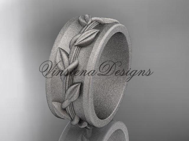 14kt white gold engagement ring, matte finish wedding band ADLR417G