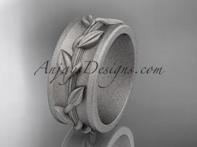 14kt white gold engagement ring, matte finish wedding band ADLR417G - AnjaysDesigns