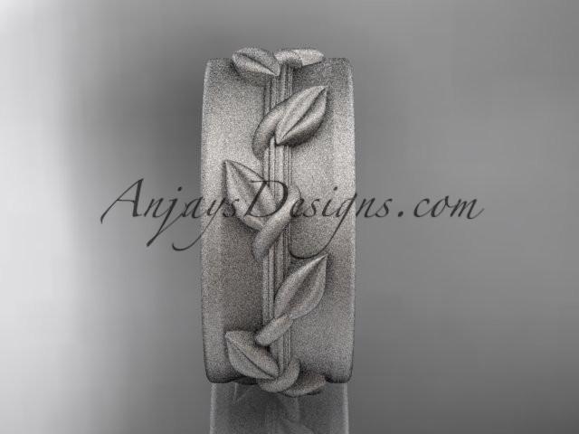 14kt white gold engagement ring, matte finish wedding band ADLR417G - AnjaysDesigns