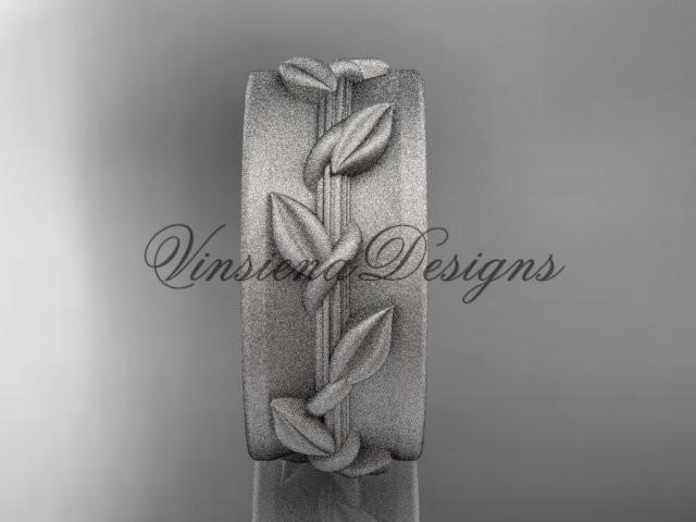 14kt white gold engagement ring, matte finish wedding band ADLR417G