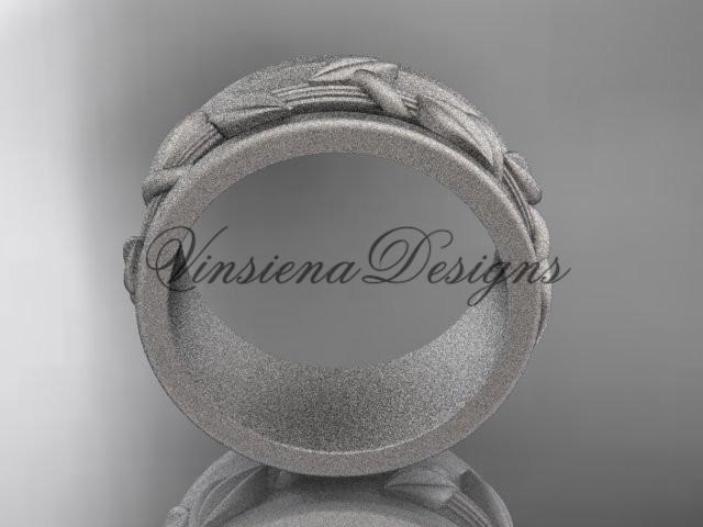 14kt white gold engagement ring, matte finish wedding band ADLR417G