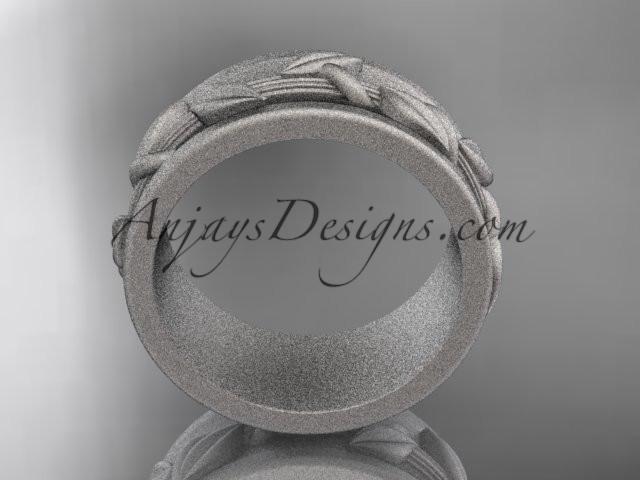 14kt white gold engagement ring, matte finish wedding band ADLR417G - AnjaysDesigns