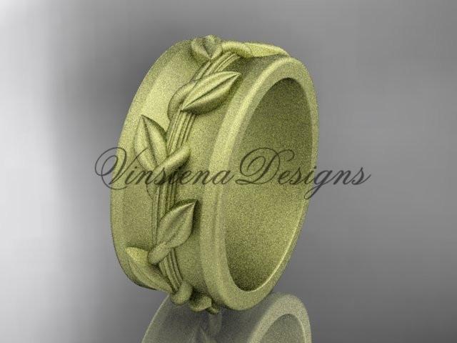 14kt yellow gold engagement ring, matte finish wedding band ADLR417G