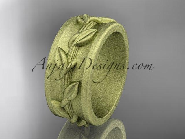 14kt yellow gold engagement ring, matte finish wedding band ADLR417G - AnjaysDesigns