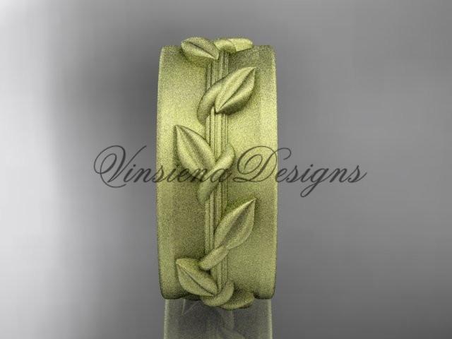14kt yellow gold engagement ring, matte finish wedding band ADLR417G