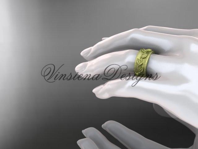 14kt yellow gold engagement ring, matte finish wedding band ADLR417G