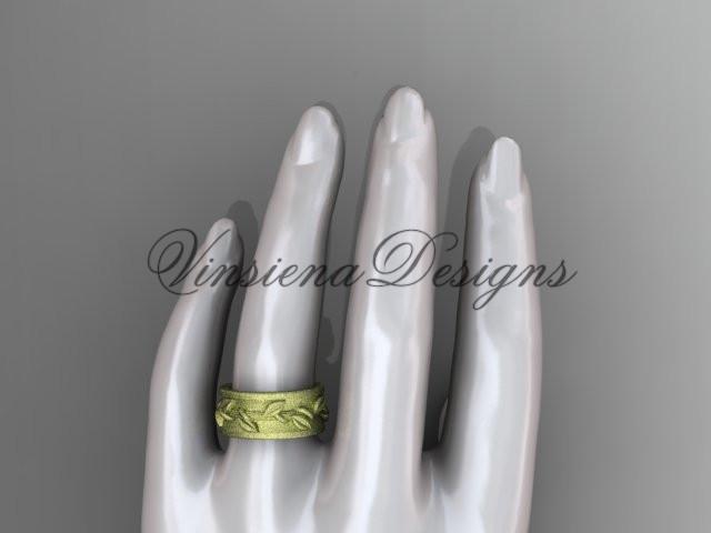 14kt yellow gold engagement ring, matte finish wedding band ADLR417G