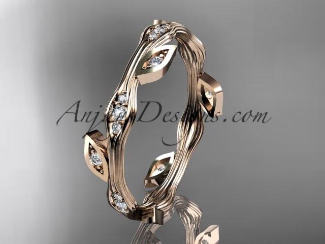 14k rose gold diamond leaf and vine wedding ring,engagement ring,wedding band ADLR41 - AnjaysDesigns