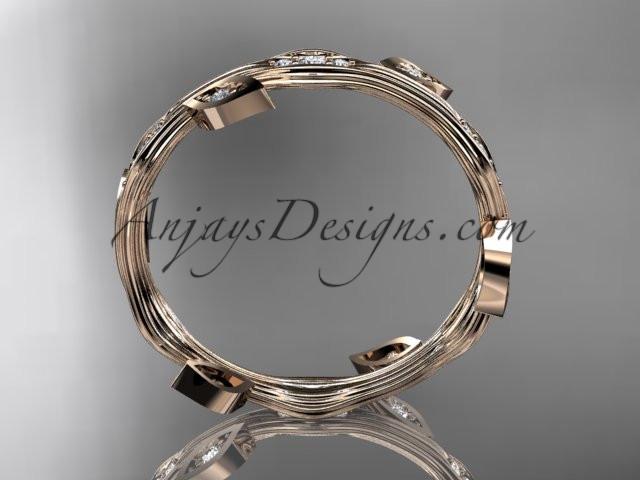 14k rose gold diamond leaf and vine wedding ring,engagement ring,wedding band ADLR41 - AnjaysDesigns