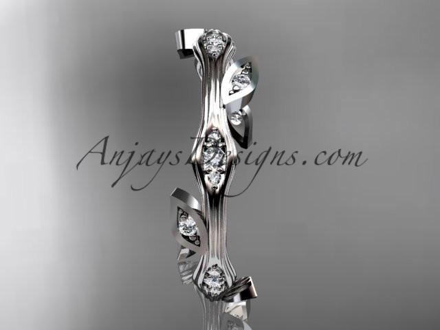 platinum diamond leaf and vine wedding ring, engagement ring, wedding band ADLR41 - AnjaysDesigns