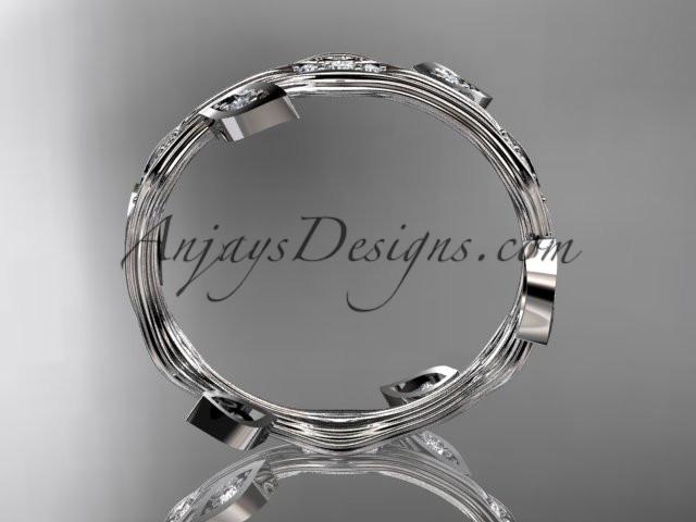 platinum diamond leaf and vine wedding ring, engagement ring, wedding band ADLR41 - AnjaysDesigns