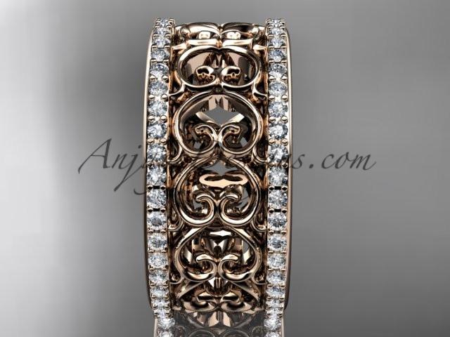 14kt rose gold diamond engagement ring, wedding band ADLR423B - AnjaysDesigns