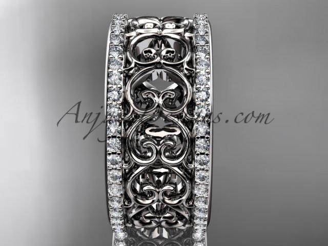 platinum diamond engagement ring, wedding band ADLR423B - AnjaysDesigns