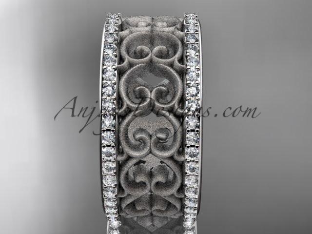 14kt white gold diamond engagement ring, wedding band ADLR423B - AnjaysDesigns