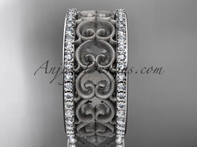 platinum diamond engagement ring, wedding band ADLR423B - AnjaysDesigns
