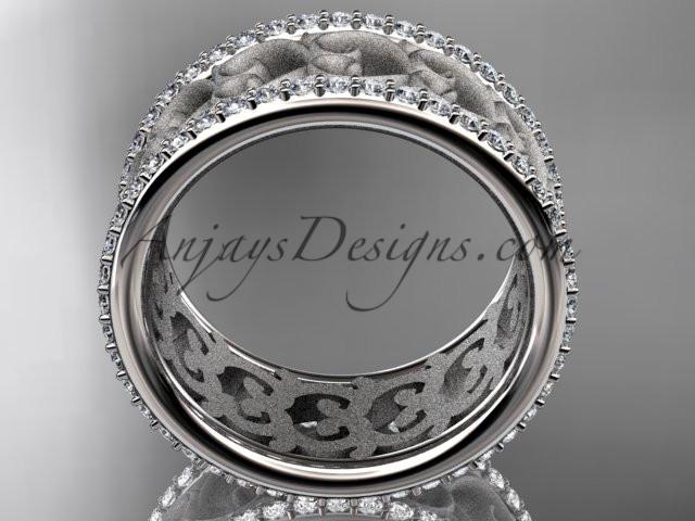 platinum diamond engagement ring, wedding band ADLR423B - AnjaysDesigns