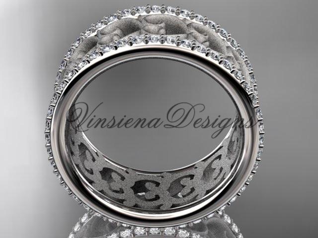 Platinum diamond engagement ring, matte finish wedding band ADLR423B