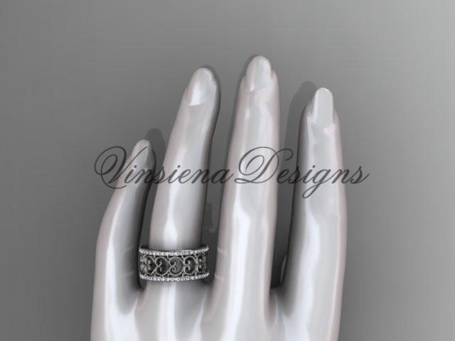 14kt white gold diamond engagement ring, matte finish wedding band ADLR423B