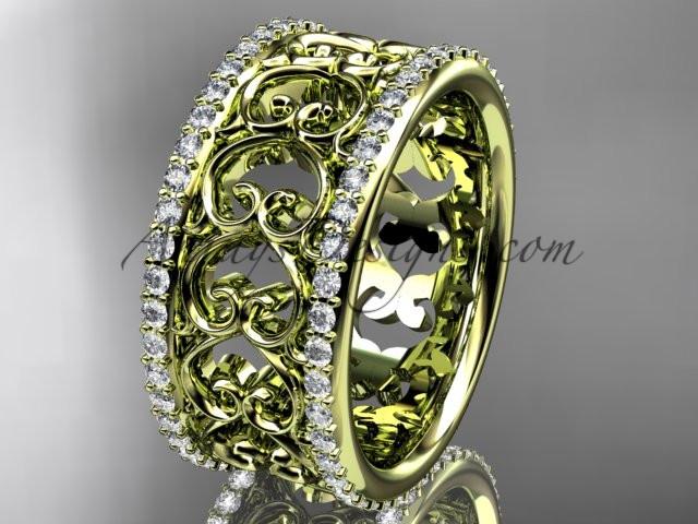 14kt yellow gold diamond engagement ring, wedding band ADLR423B - AnjaysDesigns