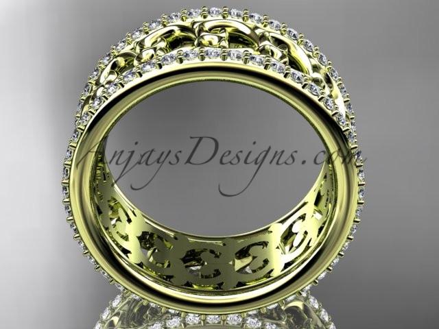 14kt yellow gold diamond engagement ring, wedding band ADLR423B - AnjaysDesigns