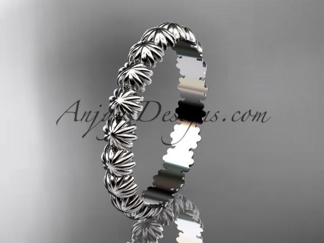 platinum flower wedding ring, engagement ring, wedding band ADLR42 - AnjaysDesigns