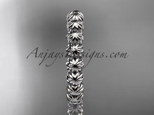 platinum flower wedding ring, engagement ring, wedding band ADLR42 - AnjaysDesigns