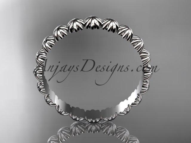 platinum flower wedding ring, engagement ring, wedding band ADLR42 - AnjaysDesigns