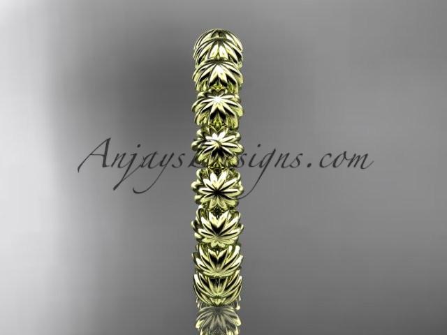 14k yellow gold diamond flower wedding ring, engagement ring, wedding band ADLR42 - AnjaysDesigns