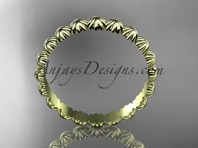 14k yellow gold diamond flower wedding ring, engagement ring, wedding band ADLR42 - AnjaysDesigns